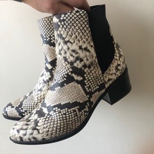 Snake print ankle boots